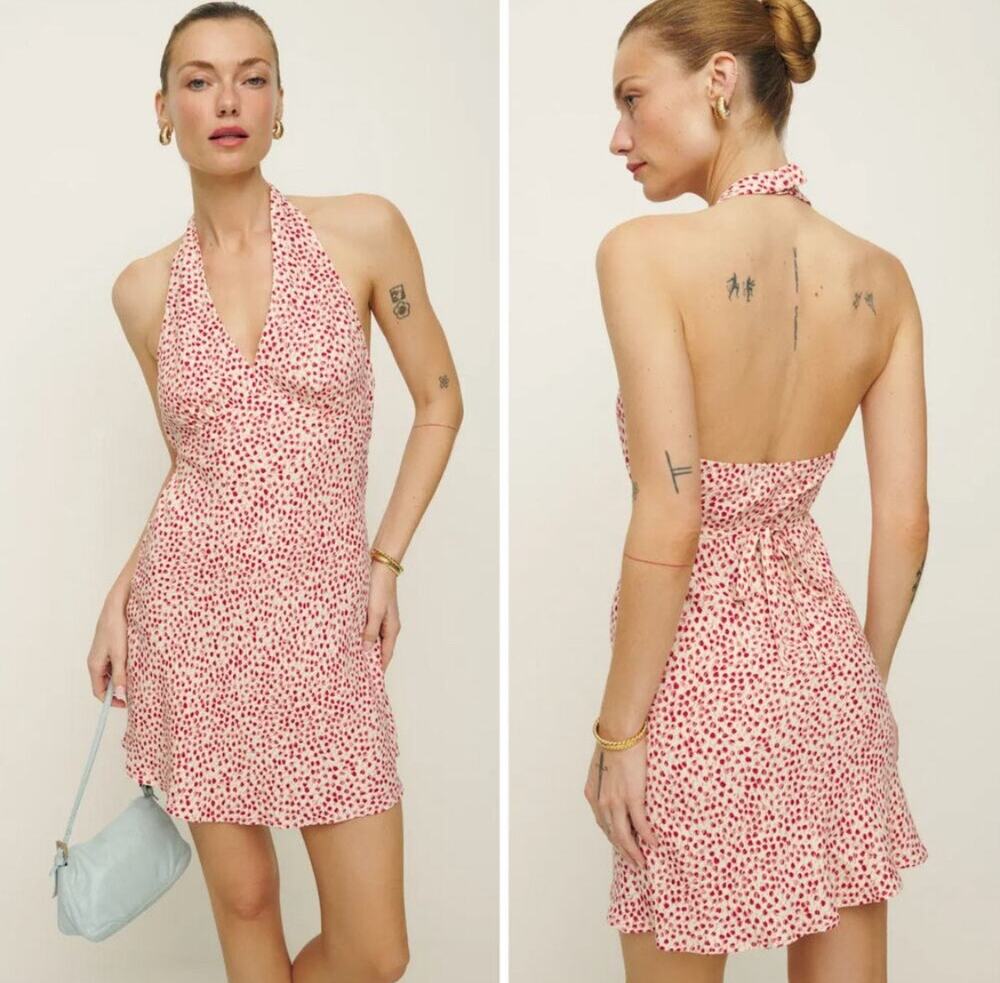 REFORMATION Delanie Halter Floral Mini Dress in Alma